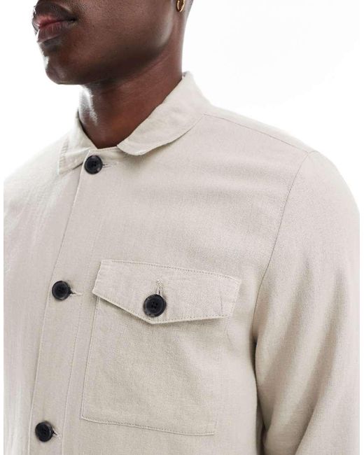 Threadbare Gray Linen Rich Button Down Jacket for men
