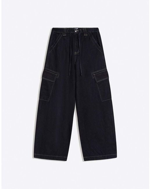 Bershka Blue Parachute Cargo Jeans
