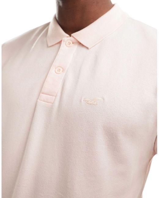 Hollister – pikee-polohemd in Pink für Herren