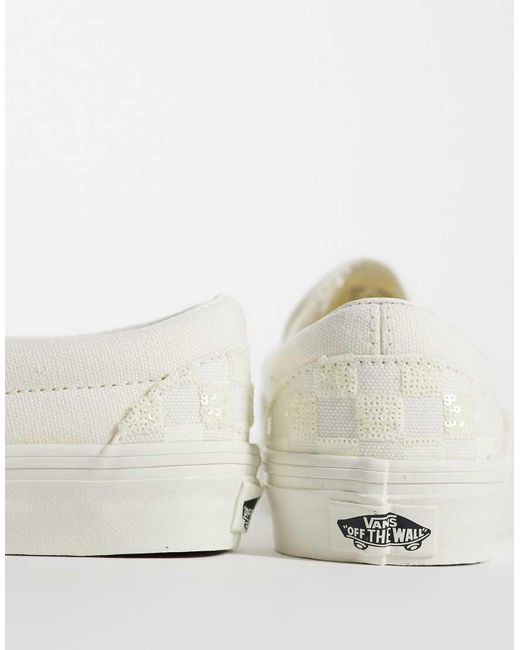 Vans Classic Slip-On Sneakers Met Schaakbordprint in het White