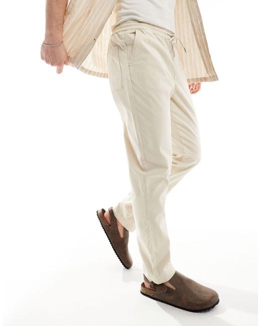 Pantalon ajusté à enfiler - beige ASOS pour homme en coloris Natural