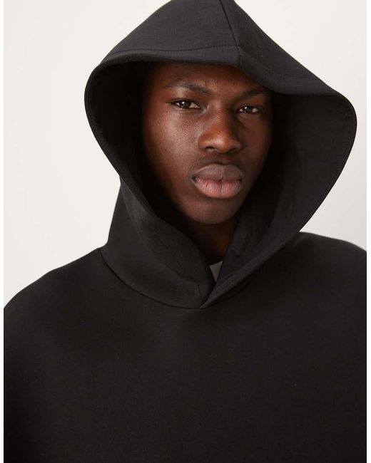 ASOS Oversized Rechte Hoodie Van Zware Scubastof in het Black voor heren