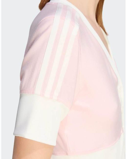 Adidas Originals White V-Neck Shirt With Buttons
