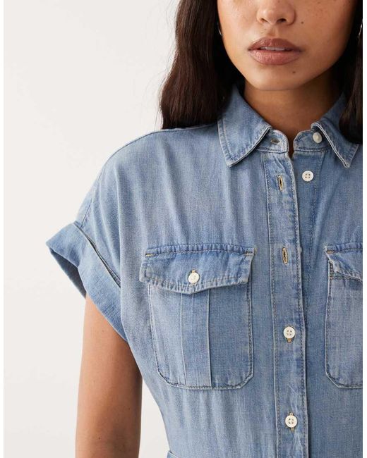 Ralph Lauren Blue Short Sleeve Denim Jumpsuit