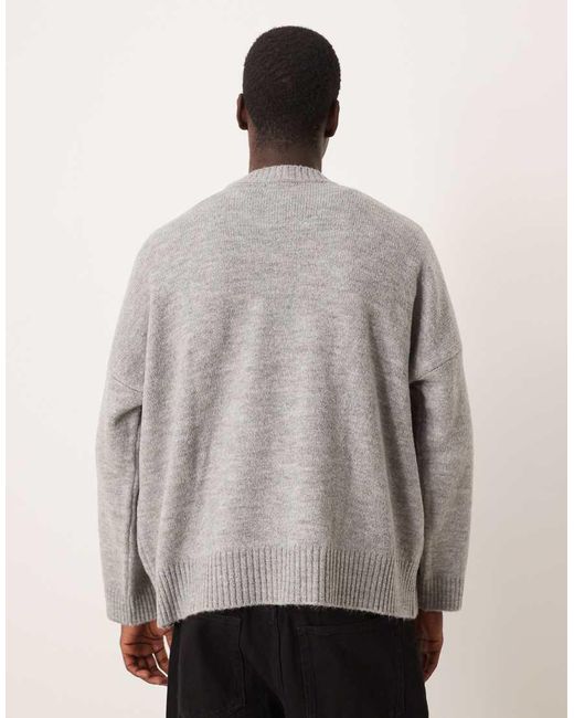 ASOS Super Oversized Gebreide Trui Met Ronde Hals En Rechte Pasvorm in het Gray voor heren