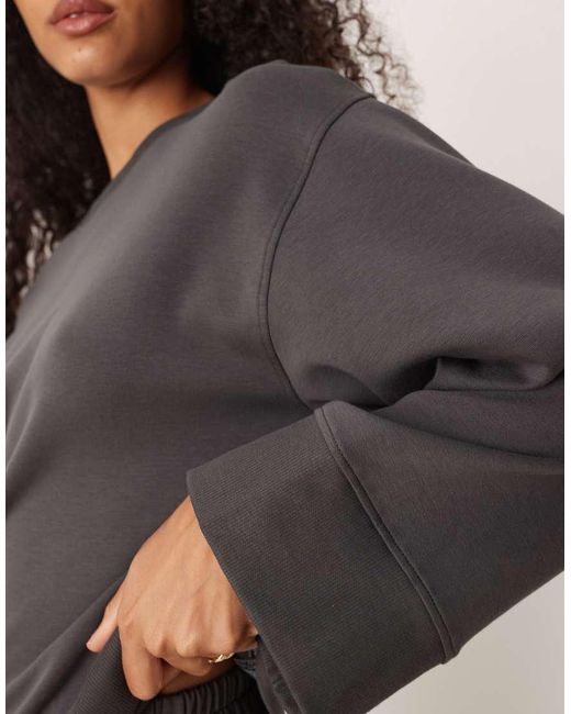 ASOS Gray Interlock Oversized Crew Neck Top