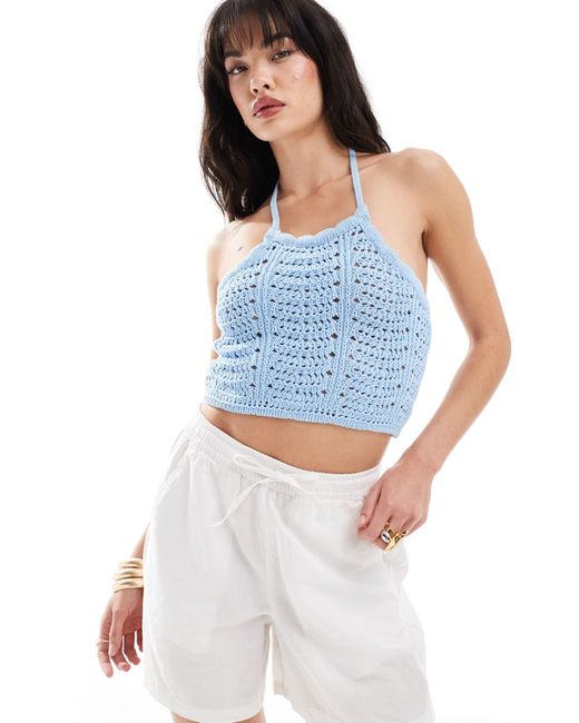 Top con cuello halter Vero Moda de color Blue