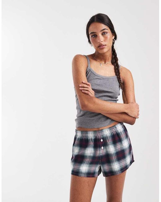 Hollister White Festive Boxer Pyjama Shorts