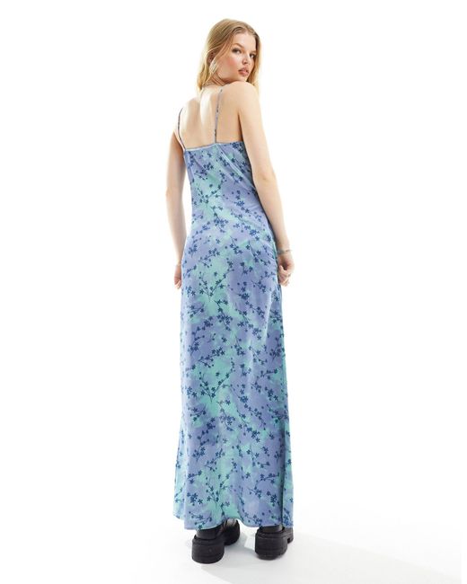 Robe longue style années 90 à fines bretelles - fleuri Daisy Street en coloris Blue