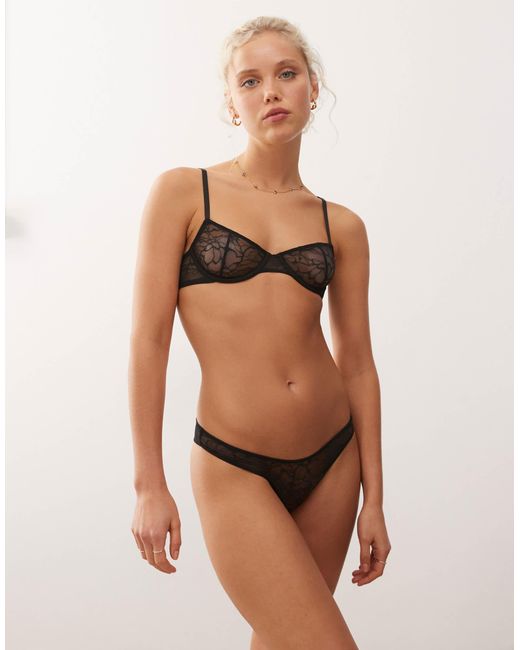 Weekday Natural Lace Wire Bra