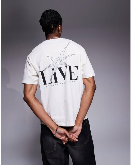 T-shirt oversize à imprimé au dos - crème ADPT pour homme en coloris Black