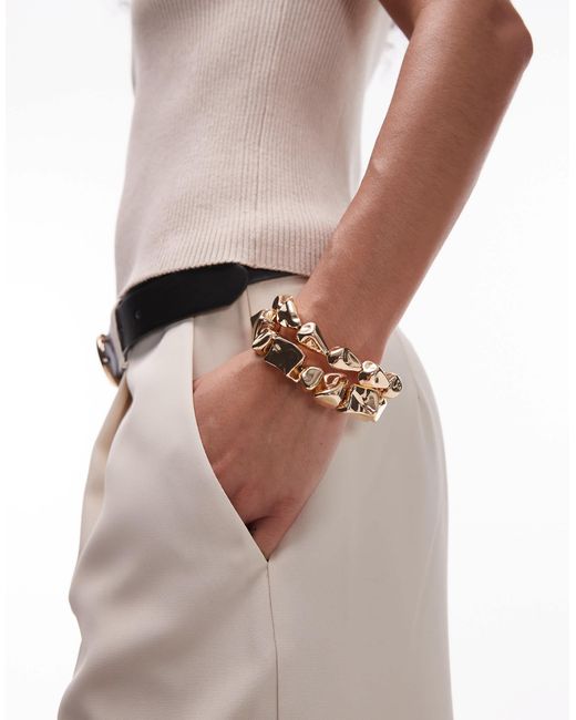 TOPSHOP Metallic – bambi – 2er-pack armbänder mit steinförmigen anhängern im goldton