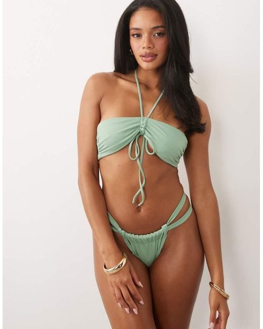 ASOS Blue Sian Reversible Ruched Bandeau Bikini Top