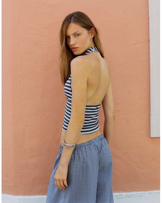 Pull&Bear Gestreepte Haltertop in het Blue