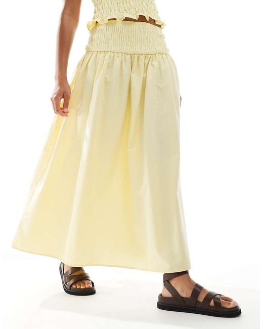 ASOS Metallic Linen Blend Shirred Waist Maxi Skirt