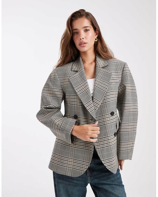 ASOS Gray Tailored Cocoon Sleeve Double Breasted Blazer