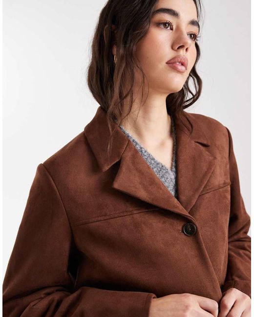 Pieces Brown Faux Suede Blazer Co-ord