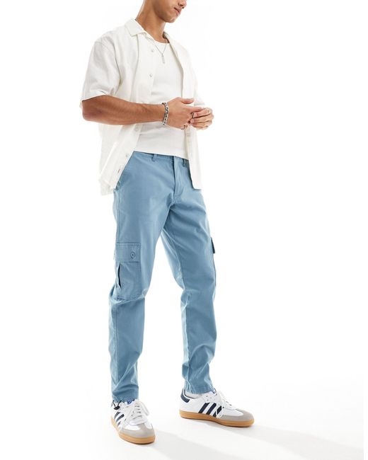 ASOS Blue Tapered Cargo Trouser for men