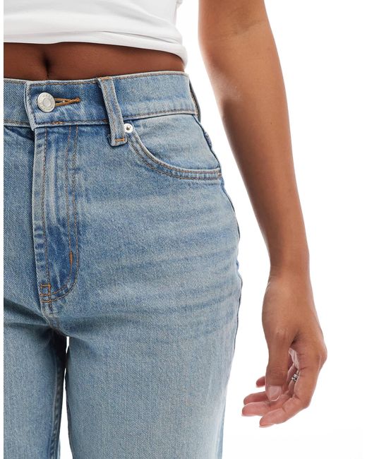 Asos design petite - jean évasé à taille mi-haute - clair ASOS en coloris Blue