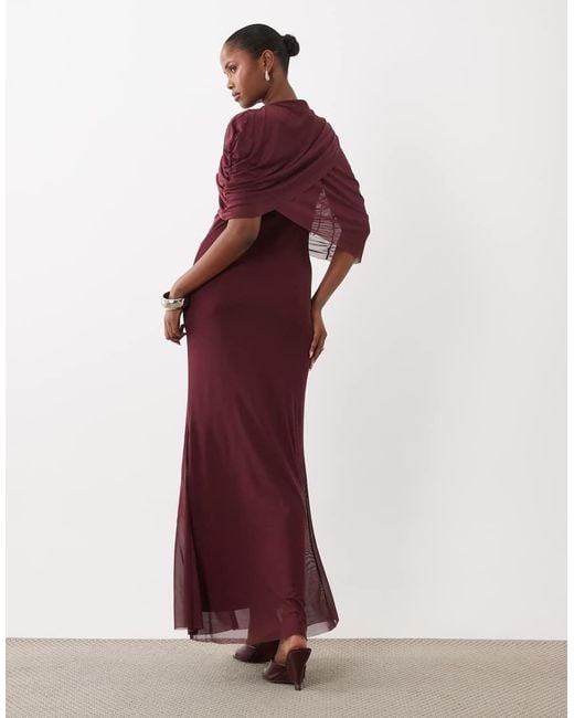 Y.A.S Purple Draping Cape Detail Maxi Dress