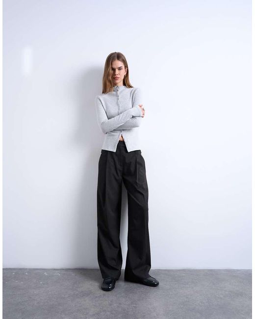 TOPSHOP White Button Down Long Sleeve Cardigan Top