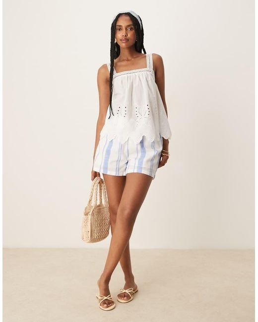 Jdy Natural Cami Smock Top With Broderie Detail