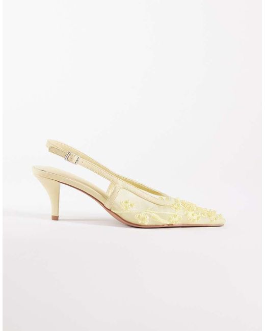 ASOS White Soulmate Beaded Slingback Kitten Heels