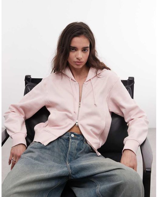 Weekday Pink Cropped Hoodie