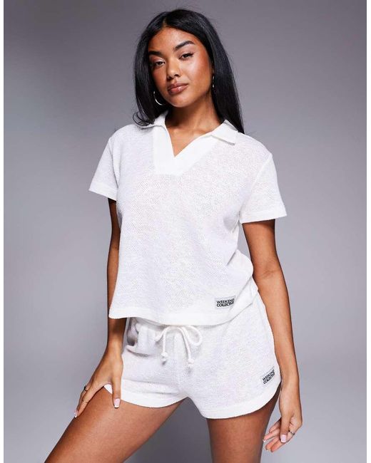 Camiseta Con Solapas De Punto De Weekend Collective (Parte De Un Conjunto)-Blanco ASOS de color White