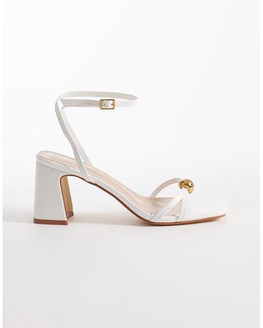 Raid White Devena Block Heeled Sandals