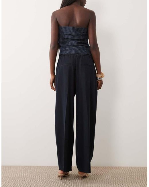 River Island Blue Denim Look Wide Leg Trousers