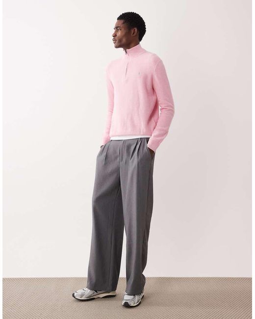 Polo Ralph Lauren Pink Icon Logo Half Zip Up Jumper for men