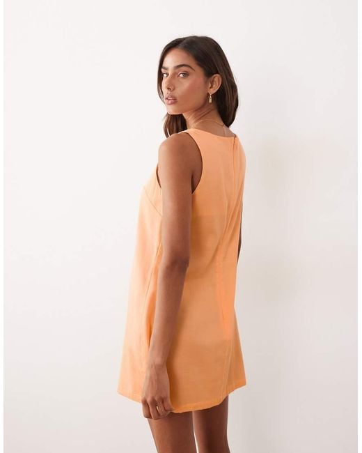 ASOS Natural Slash Neck Keyhole Mini Sundress