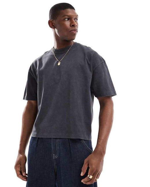 Camiseta Negro Lavado De Corte Cuadrado Extragrande Con Estampado Gráfico De Querubín De Tejido Grueso De 220 G/M² De ASOS de hombre de color Blue