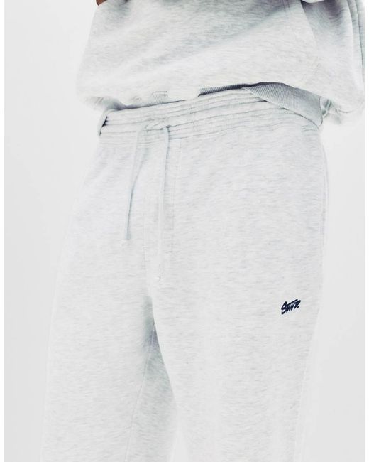 Pull&Bear White Stwd Tracksuit Bottoms for men