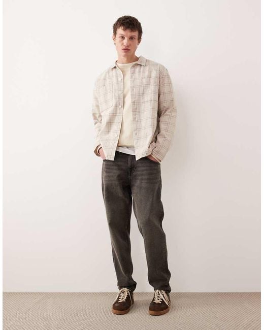 ASOS Natural Textured Plaid Overshirt for men