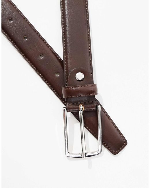Jack & Jones – brauner ledergürtel in Gray für Herren