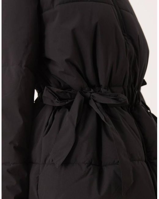 Nobody's Child Black Funnel Neck Tie Side Padded Coat