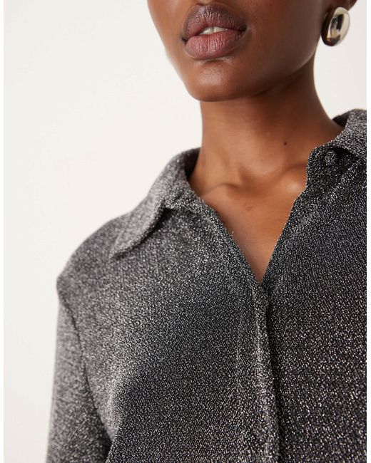 Chemise d'ensemble à manches longues avec paillettes Y.A.S en coloris Gray