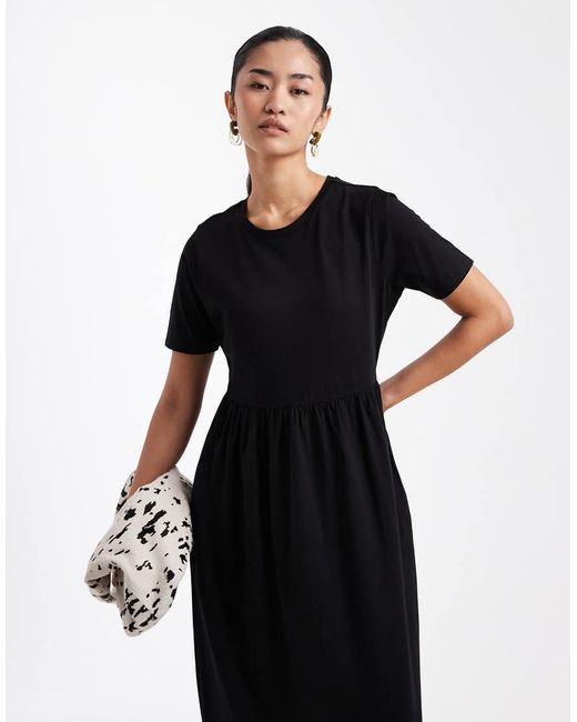 Threadbare Black Jersey Short Sleeve Maxi Dress