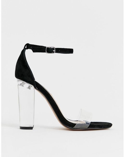 Steve Madden Suede Clear Strap Heeled Sandals in Black | Lyst Canada