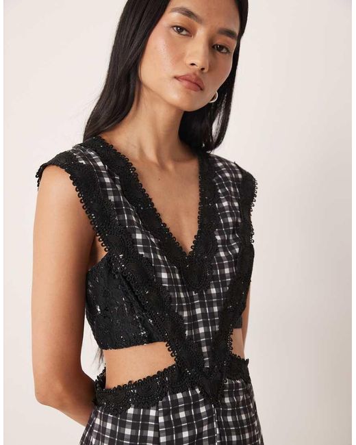 ASOS Multicolor Lace Applique Sleeveless Cut Out Maxi Dress