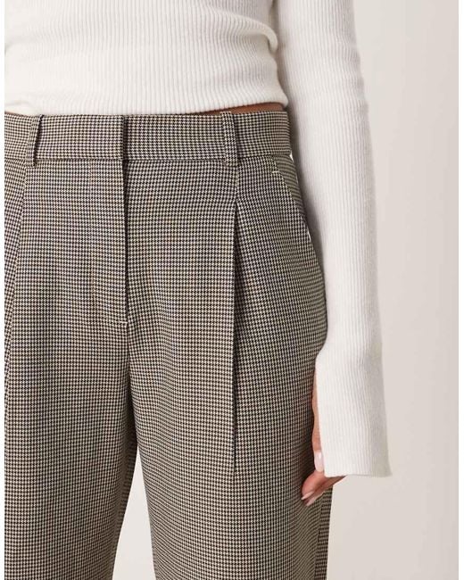 Abercrombie & Fitch Zachte Broek Met Hoge Taille, Rechte Pijpen En Pied-De-Poule-Motief in het Natural