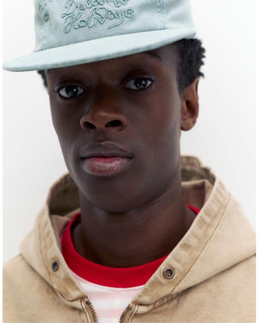 Pull&Bear – bestickte kappe in Blue für Herren