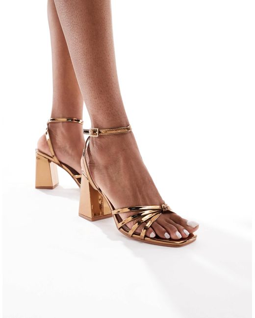 Raid White Iveyy Block Heeled Strappy Sandals