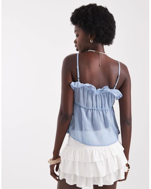 Miss Selfridge Blue Lace Insert Cami Top