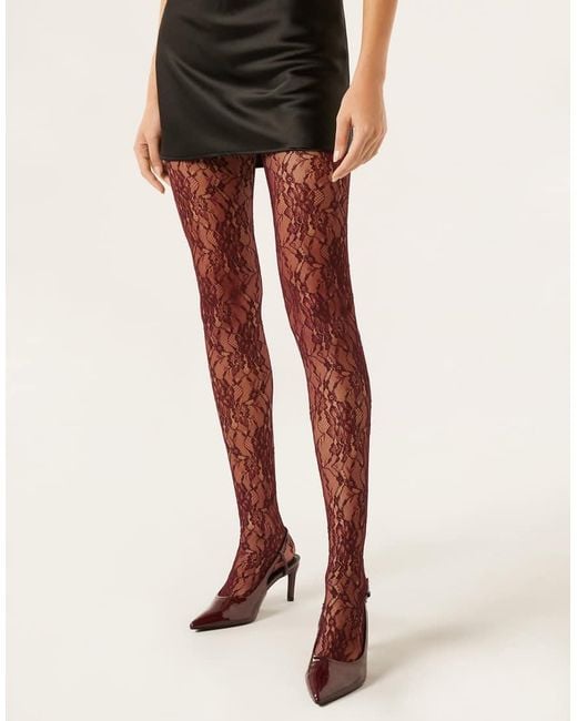 Calzedonia Red Floral Lace Tights
