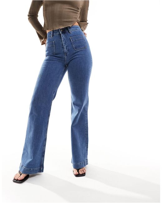 & Other Stories Blue High Waist Flared Jeans