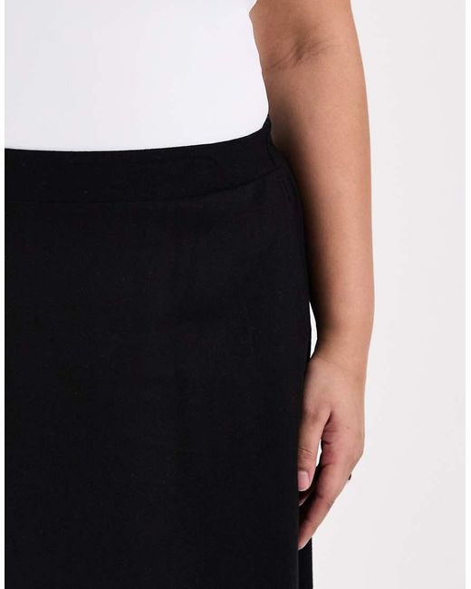 Vero Moda Black Linen Touch Midi Skirt