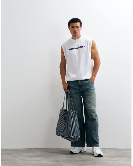 ASOS White Oversized Tank With England Graphic for men